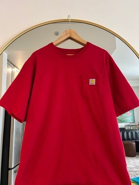 Carhartt Bright Red Pocket T-Shirt with Logo Patch